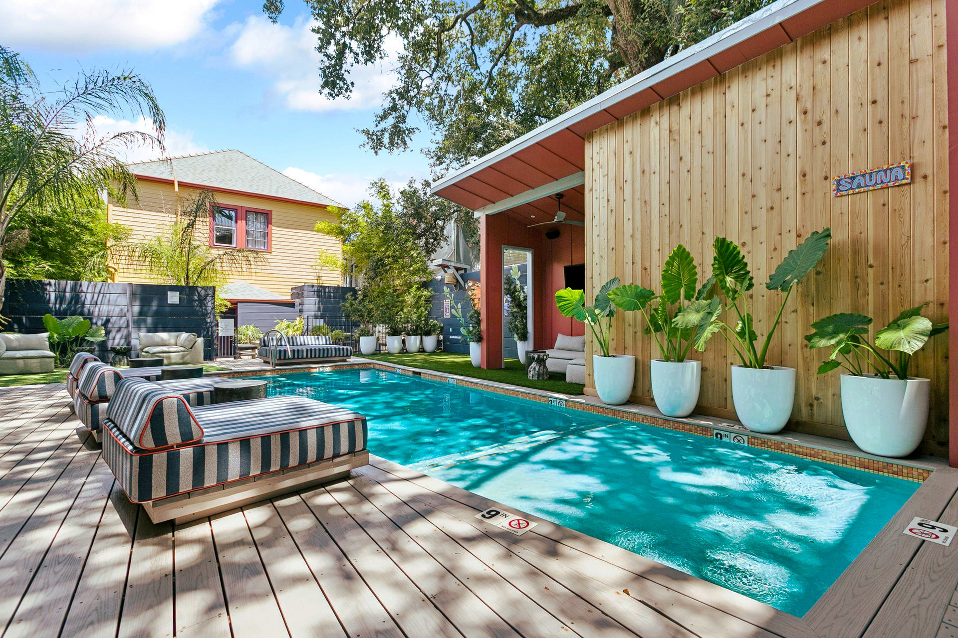 The heated pool and courtyard